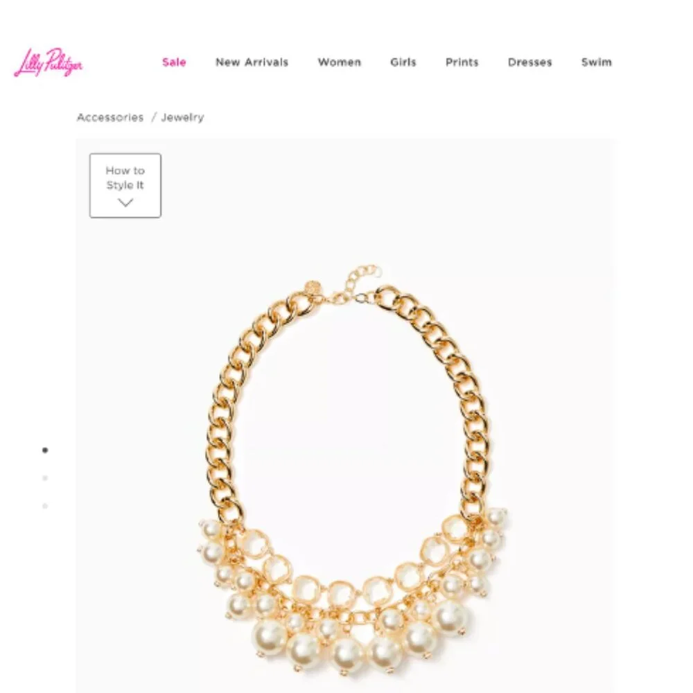 NWT Lilly Pulitzer Pink Palms Necklace Gold